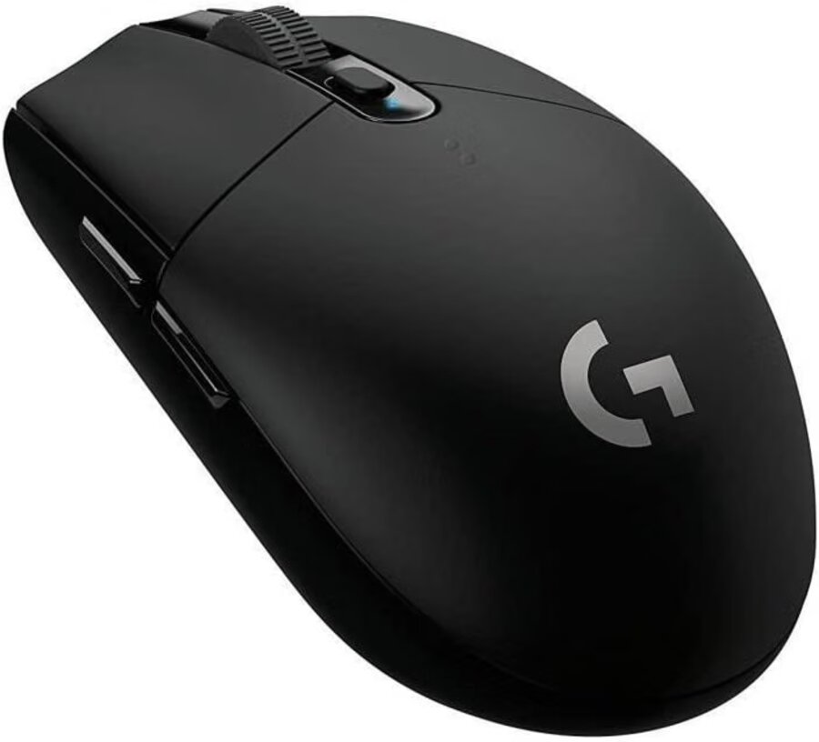 Logitech G305 wireless gaming mouse, angled product shot on white background