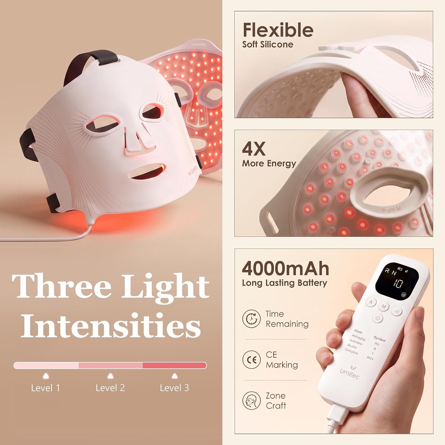 Flexible silicone, battery and intensity features